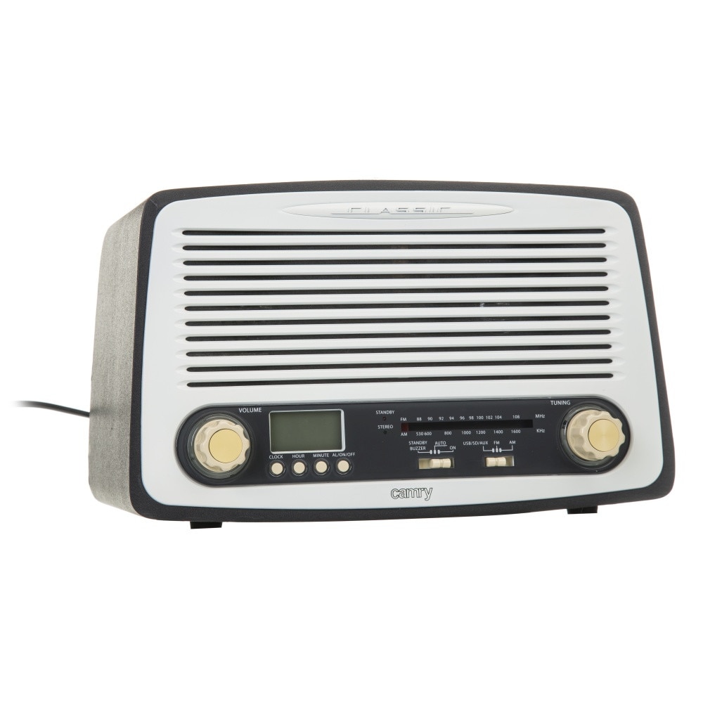 Radio MP3 Player Retro Camry din Lemn, Putere 18W, FM/AM, USB, Card SD, Alarma