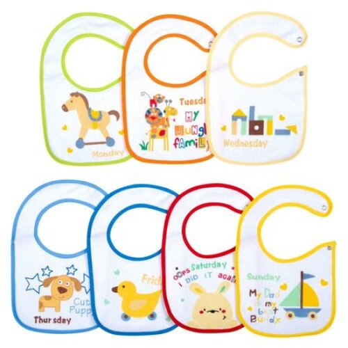 Set 7 Bavete iMK® pentru bebelusi , Cu model, Material rezistent , Bumbac