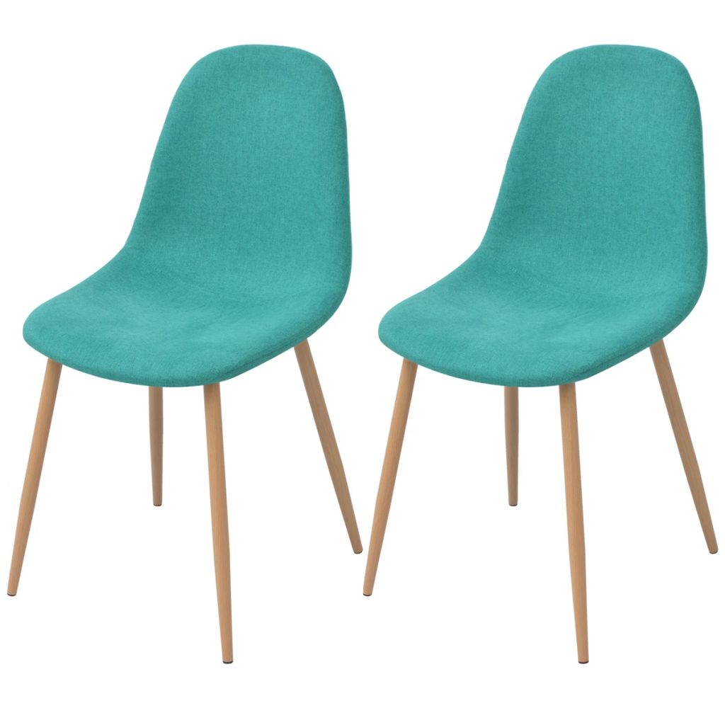 Set de 6 scaune de bucatarie, vidaXL, Tapiterie textila si cadru de lemn, Verde, 45 x 55 x 85 cm