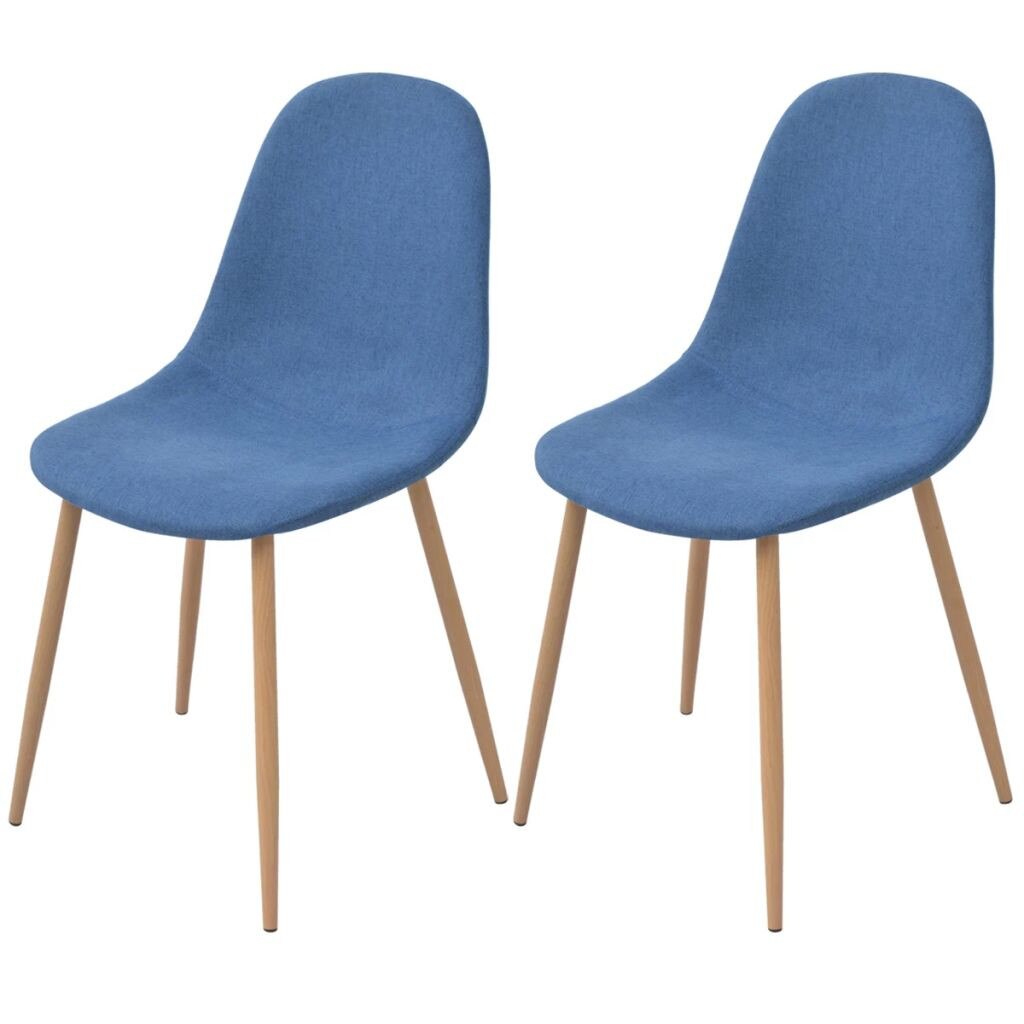 Set de 2 scaune de bucatarie cu cadru din placaj, vidaXL, Tesatura, Albastru, 45 x 55 x 85 cm
