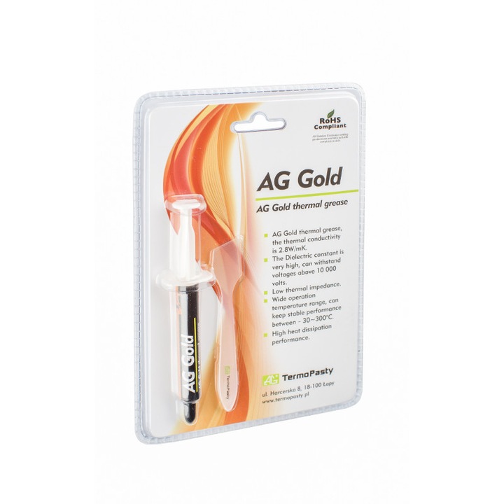 Термопроводима паста AG Gold спринцовка 1гр TermoPasty