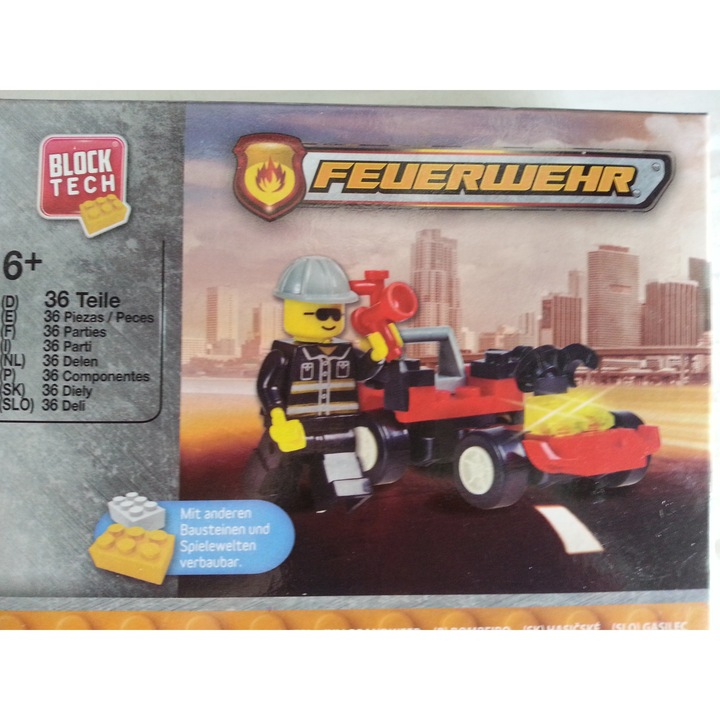 Конструктор BLOCK TECH Пожарникар, 36части 9x12см.
