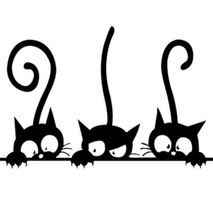 Sticker decorativ perete BLACK CATS - 3 PISICUTE - 40X30 CM