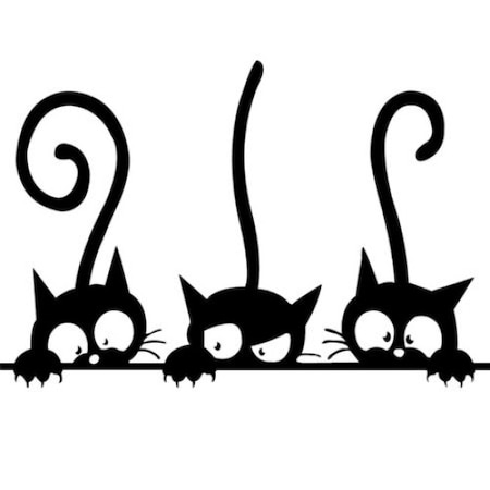 Sticker decorativ perete BLACK CATS - 3 PISICUTE - 40X30 CM