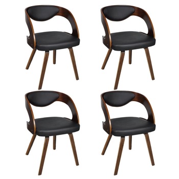Set de 4 scaune de bucatarie, cu spatar curbat, vidaXL, Piele artificiala, Maro, 52 x 48 x 75.5 cm Set de 4 scaune de bucatarie, cu spatar curbat, vidaXL, Piele artificiala, Maro, 52 x 48 x 75.5 cm