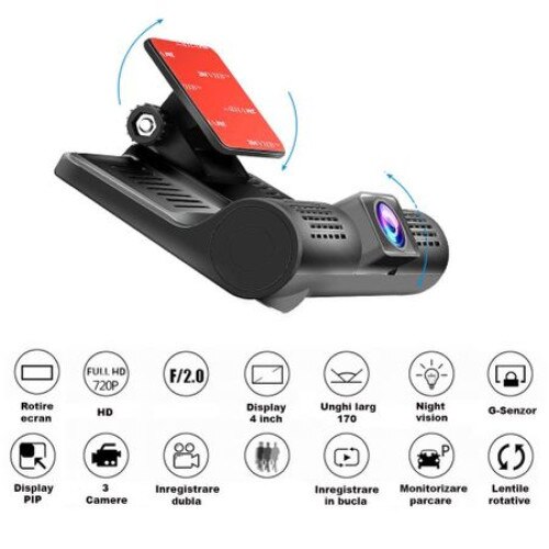 Camera Video Auto Tripla DVR Premium Reflection Vision® L3001, FullHD