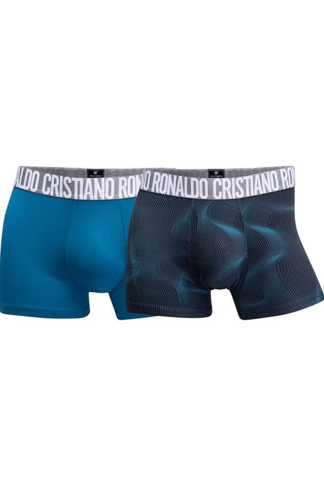 Set boxeri barbati, Cristiano Ronaldo, albastru/negru, din bumbac, 2 perechi, Albastru/Negru