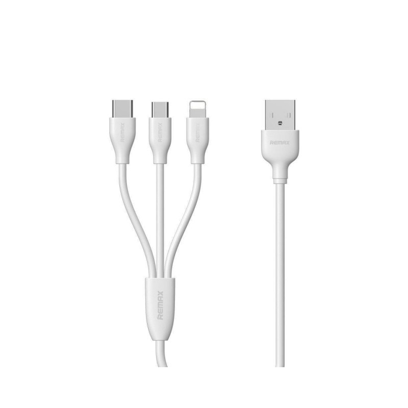 Cablu De Date 3 In 1 Remax Suda Rc-109th Alb Micro Usb, Lightning, Type C