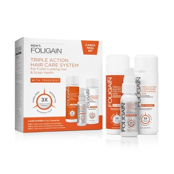 Set tripla actiune, tratament caderea parului barbati, Sampon, Balsam si Lotiune, Foligain Set tripla actiune, tratament caderea parului barbati, Sampon, Balsam si Lotiune, Foligain