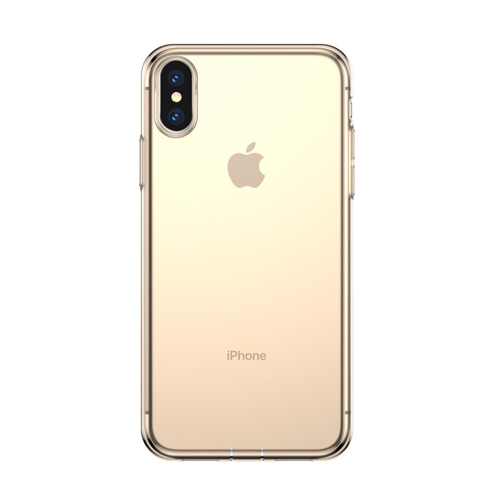Husa Baseus Simplicity cu Protectie Antipraf iPhone X / XS Max Gold Transparent