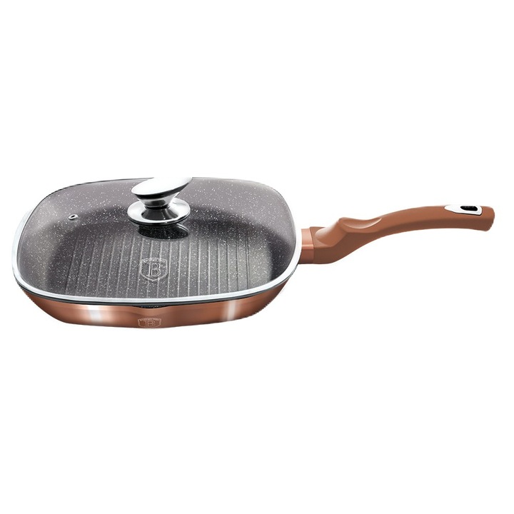 Грил тиган с капак 28 см розово злато (мед) Metallic Line Berlinger Haus BH 1610N