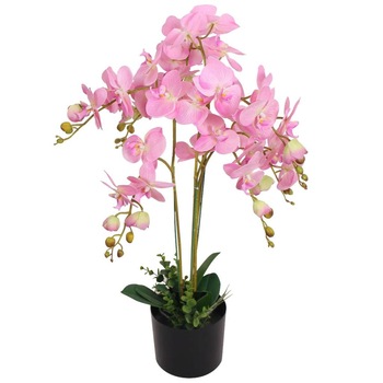 Planta artificiala Orhidee in ghiveci, vidaXL, Plastic, 75 cm, Multicolor Planta artificiala Orhidee in ghiveci, vidaXL, Plastic, 75 cm, Multicolor