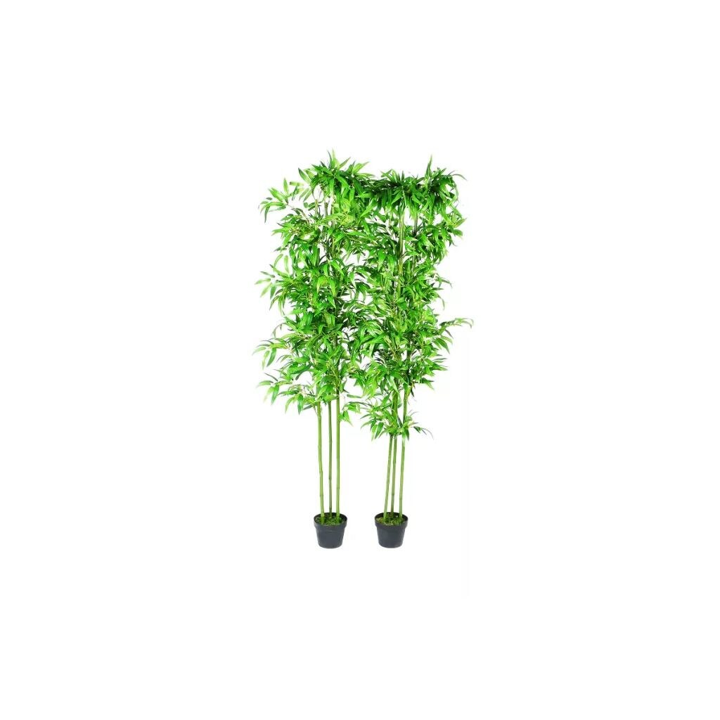 Set de 2 plante artificiale tip bambus, vidaXL, Plastic, 190 cm, Verde