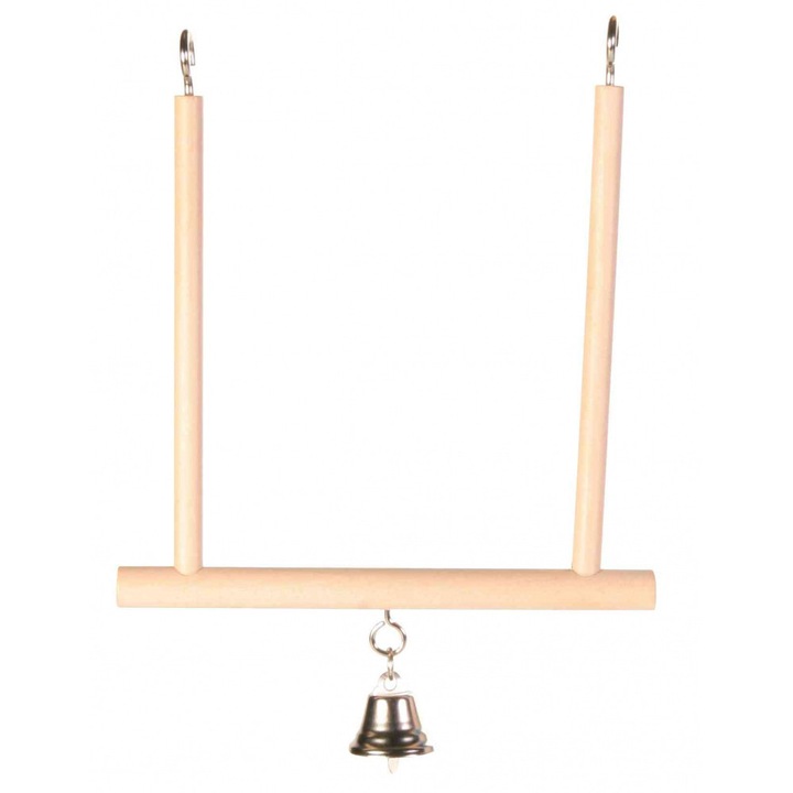 Jucarie Trixie leagan lemn cu clopotel pentru pasari 12 × 13 cm 5830