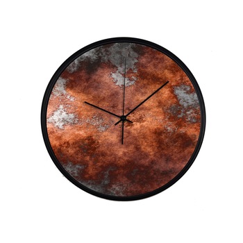 Ceas perete, produs DekoStore, pentru birou, living sau showroom, cu mecanism silentios, Metal ruginit, diametru 30 cm, rama neagra din plastic Ceas perete, produs DekoStore, pentru birou, living sau showroom, cu mecanism silentios, Metal ruginit, diametru 30 cm, rama neagra din plastic