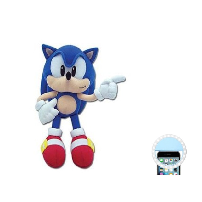 Jucarie de plus, Sonic , albastru , 30 cm + Selfie ring albastru