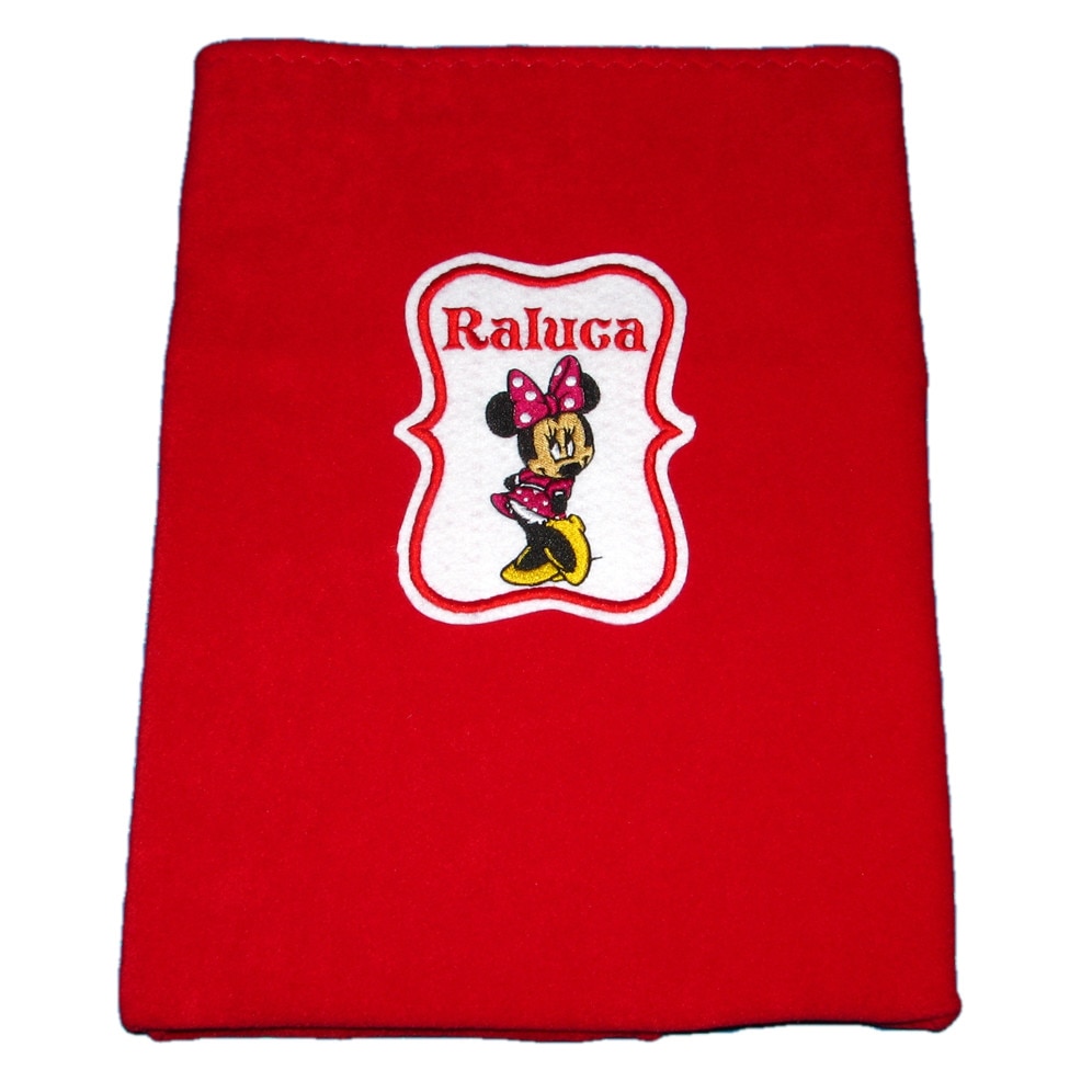 Paturica microfibra personalizata cu nume, Happy Gifts, rosu, model 1