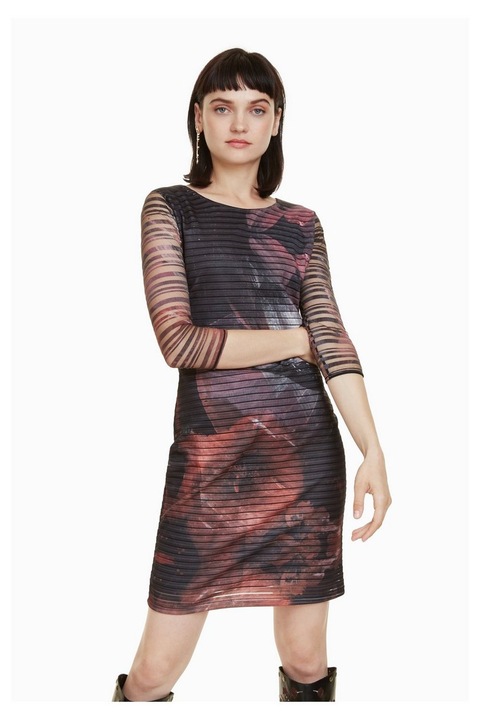 Rochie dama, Desigual, multicolora, cu model abstract, Rosa Glam, Multicolor