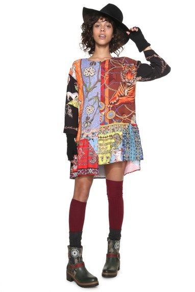 Rochie dama, Desigual, cu model floral, Yaiza, Multicolor