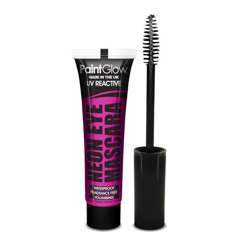 Mascara neon UV, make-up glow, rezistent la apa, 15 ml, roz, PaintGlow