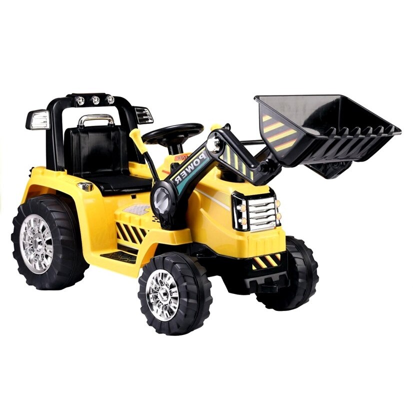 Tractor electric Malipen cu telecomanda si excavator frontal, galben