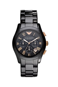 Emporio Armani, Ceas cronograf cu bratara ceramica, Negru Emporio Armani, Ceas cronograf cu bratara ceramica, Negru