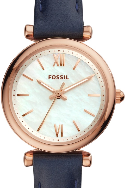 Fossil, Часовник Carlie с кожена каишка, Тъмносин