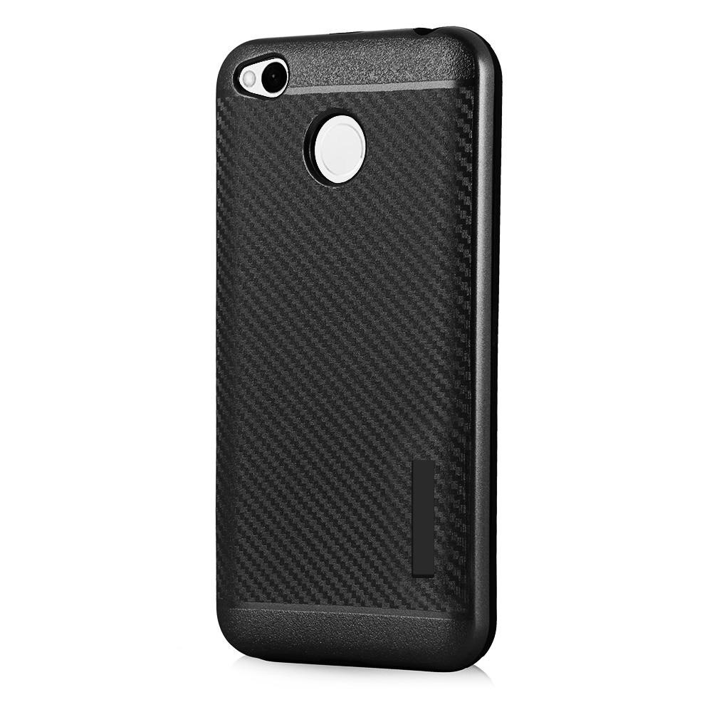 Husa telefon Puky Carbon cu placuta metalica incorporata pentru Xiaomi Redmi 4x , negru