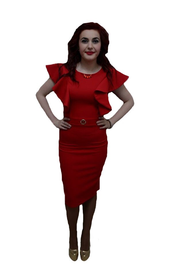 Ochie eleganta cu detalii trendy aplicate, D&J Exclusive, Rosu