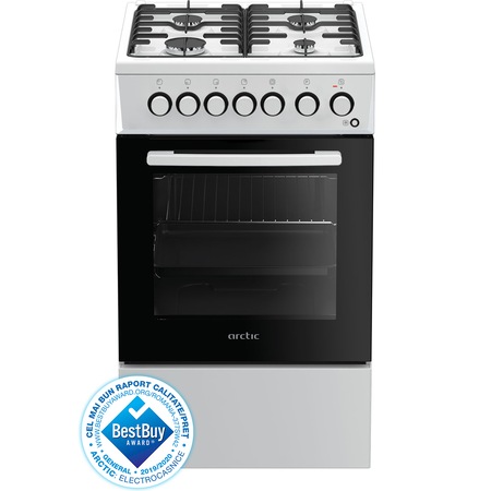 Aragaz mixt Arctic ACM5611DTL, Gaz, 4 arzatoare, Arzatoare cu eficienta ridicata, Timer, 50 cm, Alb