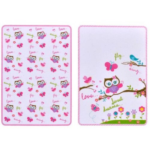 Set 2 cearsafuri iMK® , Model cu bufnite, Bumbac, Anti-bacterian