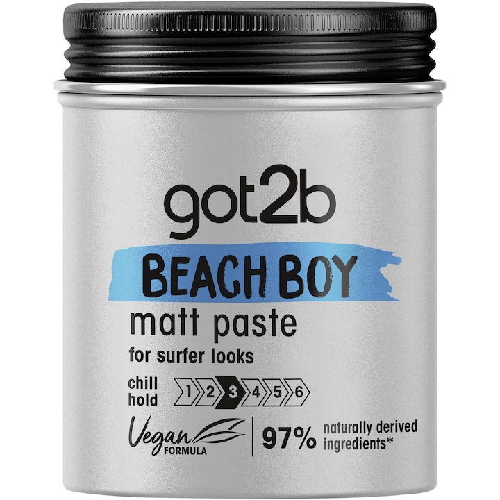 Pasta modelatoare pentru par got2b Beach Boy, cu efect de matifiere si nivel 3 de fixare, 100ml