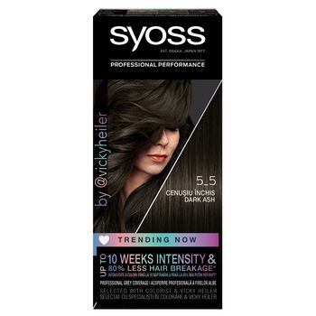 Vopsea de par permanenta Syoss Color Baseline 5-5 Cenusiu inchis, 115 ml Vopsea de par permanenta Syoss Color Baseline 5-5 Cenusiu inchis, 115 ml