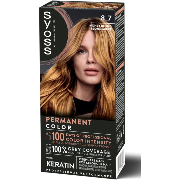 Боя за коса Syoss Color Baseline 8-7 Honey Blond, Перманентна, 115 мл