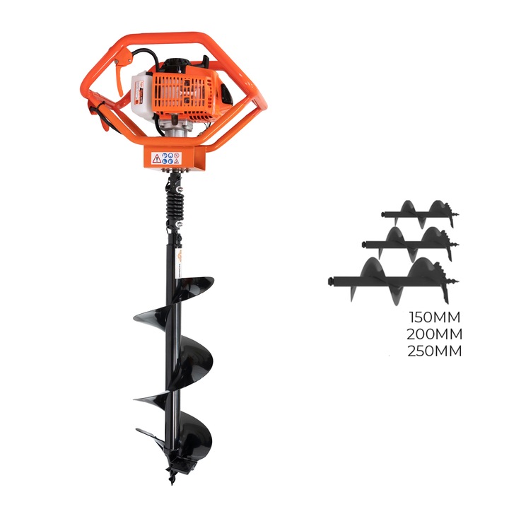 Ruris TT14 földfúró, 3 le, 68 cm3, Kétütemű TEZ motor, 80 cm-es fúrófej, 1.2 l-es üzemanyag tartály