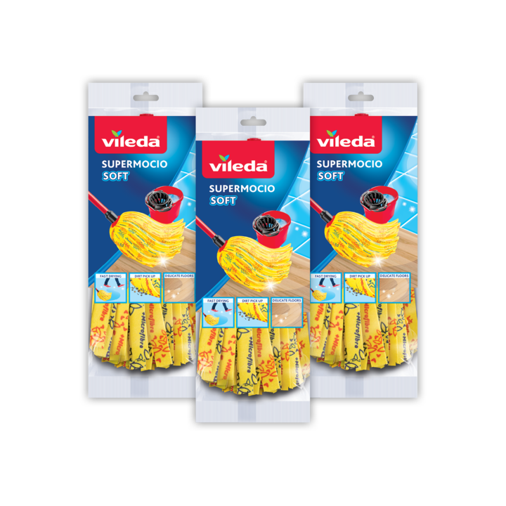 Vileda Soft gyorsfelmosó utántöltő 30% mikroszállal, sárga, 3db