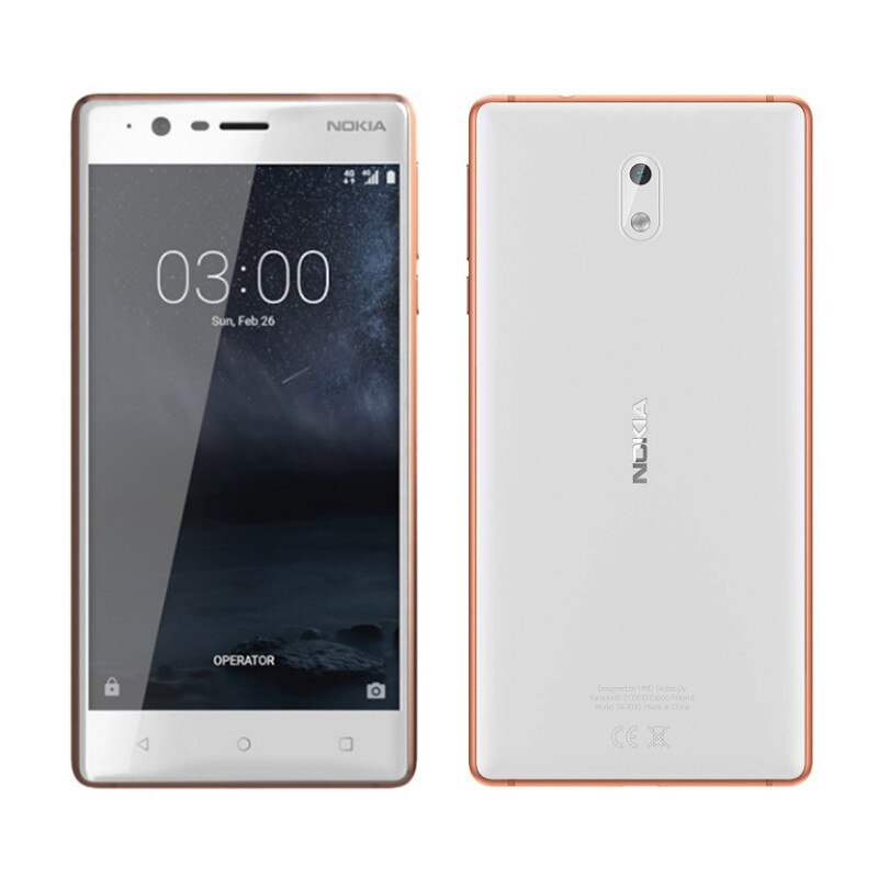 Комплект Смартфон Nokia 3 Dual Sim, White Copper + Силиконов гръб - eMAG.bg