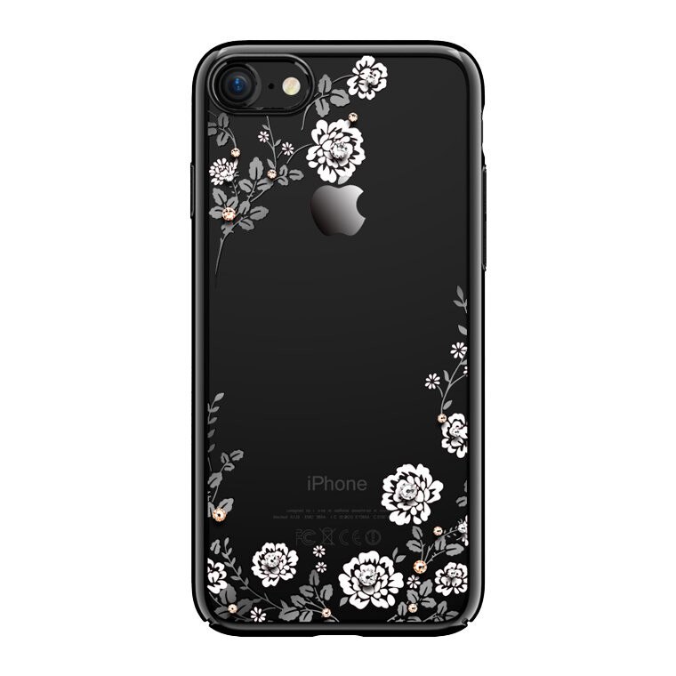 Husa iPhone 7 / 8 Kavaro Flora Preciosa Crystals Black / White