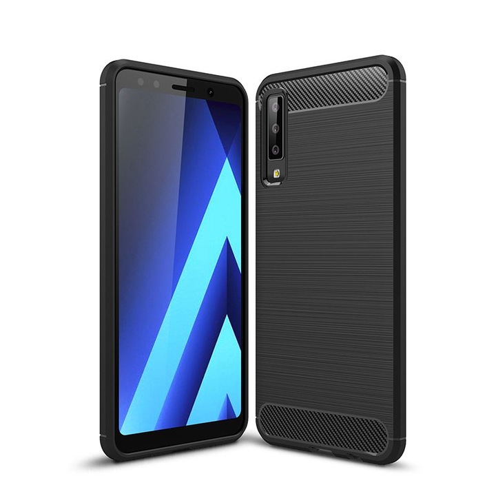 Силиконов гръб Carbon за Samsung Galaxy A7 2018 A750, черен