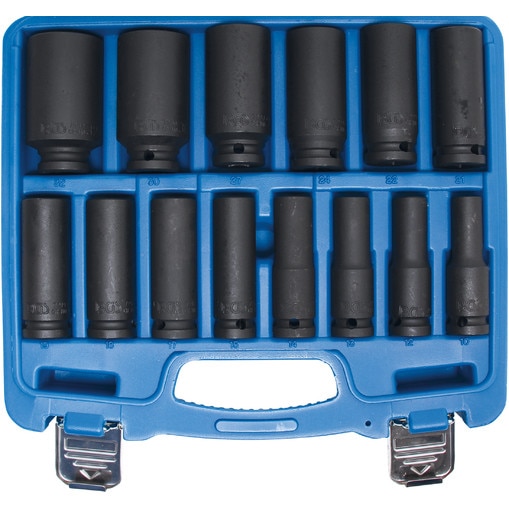 Trusa de tubulare hexagonale lungi de impact, 10-32 mm, antrenare 1/2'' (12,5 mm), 14 piese, BGS 5207