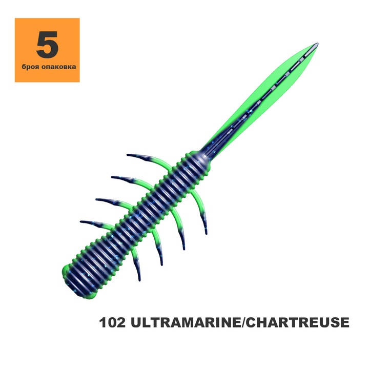 Примамка TOIRTAP STINGER 3.8" 102 Ultramarine/Chartreuse