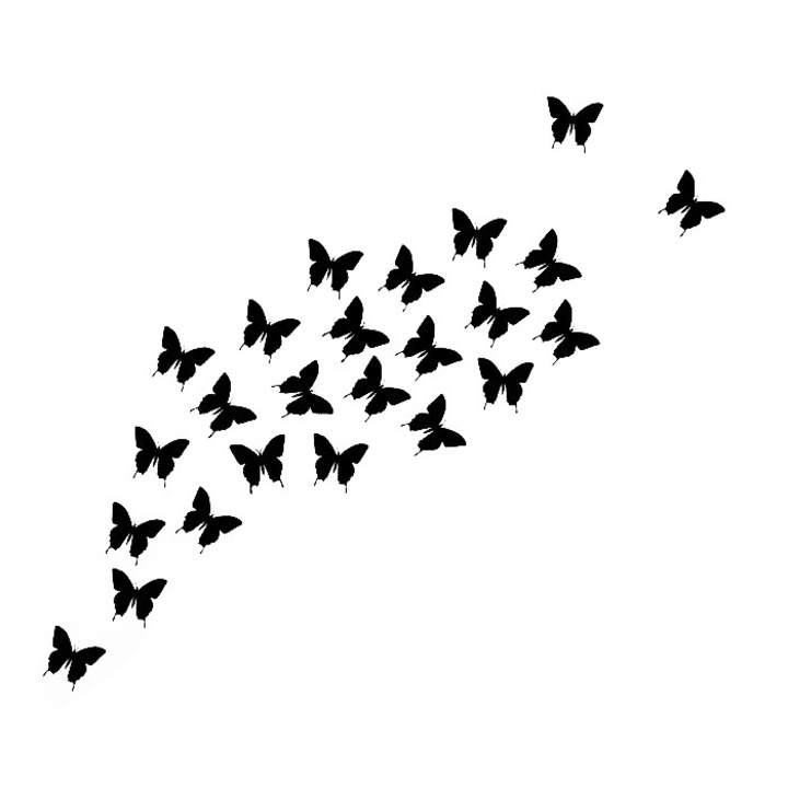 Sticker decorativ perete FLUTURI 10X10 CM