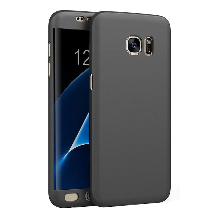 Full Cover 360°-os tok (elöl + hátul) Samsung Galaxy S7 Edge, fekete