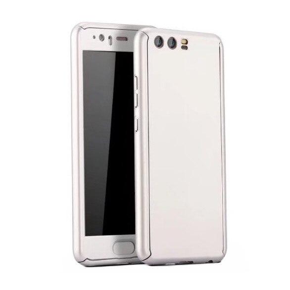 Husa Full Cover 360° (fata + spate + folie sticla) pentru Huawei P10 Plus, Silver