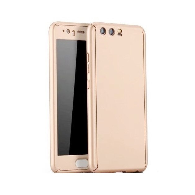 Husa Full Cover 360° (fata + spate + folie sticla) pentru Huawei P10 Plus, Gold