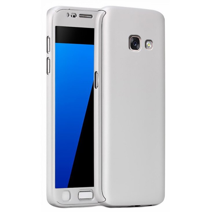 Husa Full Cover 360° (fata + spate + folie sticla) pentru Samsung Galaxy A3 (2017), Silver
