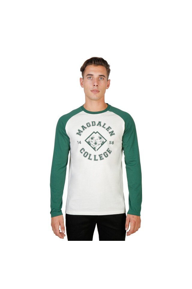 Tricou barbati model MAGDALEN-RAGLAN-ML-GREEN Oxford University, Verde