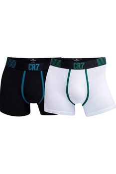 Set boxeri barbati, Cristiano Ronaldo, din bumbac, albi, 2 perechi, Alb/Negru Set boxeri barbati, Cristiano Ronaldo, din bumbac, albi, 2 perechi, Alb/Negru