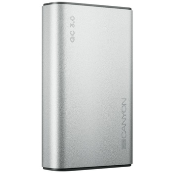 Acumulator extern Canyon, Quick Charge, 10000 mAh, 2xUSB, USB Type C, Silver Acumulator extern Canyon, Quick Charge, 10000 mAh, 2xUSB, USB Type C, Silver