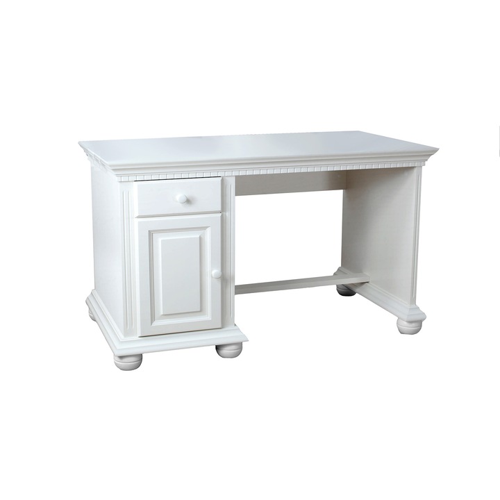 Birou Mobarta, Lemn Masiv, 2 Compartimente 120x75x75cm, Alb